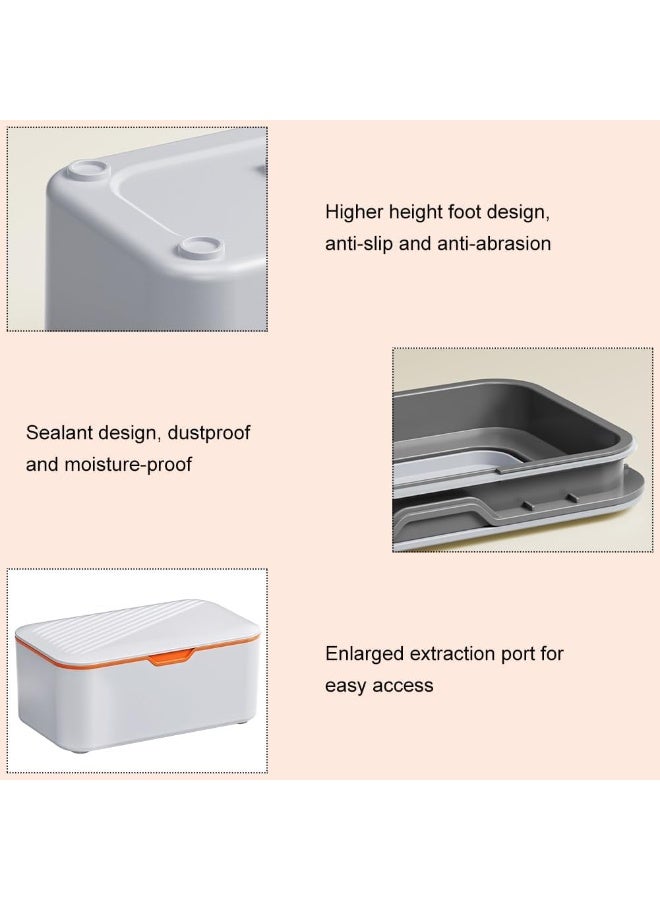 سيوسي Wipe Dispenser Box, Leak-Proof Wet Wipes Container with Flip Lid, Hygienic Storage Case for Toilet Paper, Facial Tissues & Napkins, Nursery & Bathroom Organizer (2-Pack, White) - Image 4